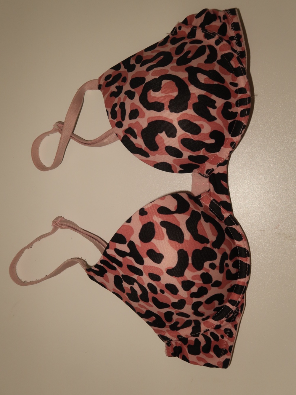 PINK Victoria's Secret Pink and Black Leopard Push-Up Bra